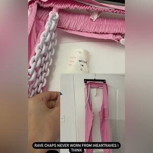 iHeartRaves Pink Rave Chaps with White Chain Detail NWT never worn